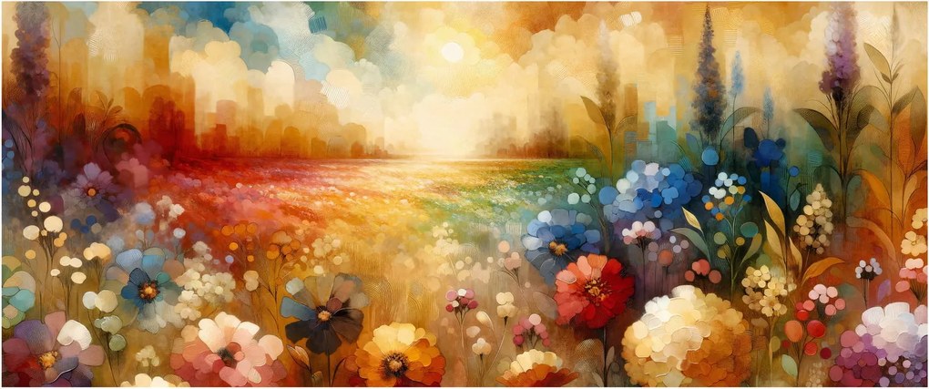Obraz - Pestrofarebná lúka (120x50 cm)