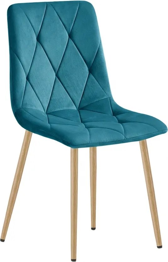 Tyrkysová zamatová jedálenská stolička LIBRA