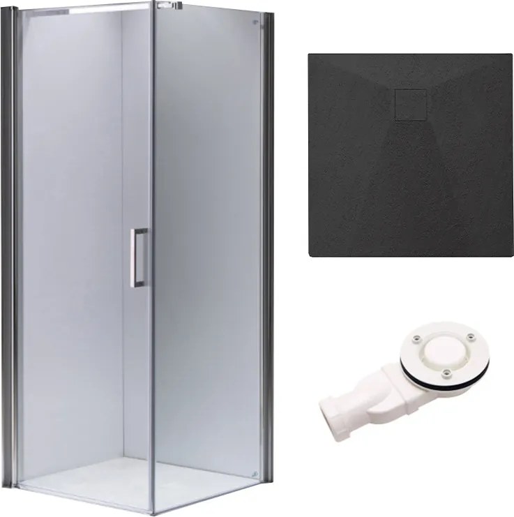 BPS-koupelny Štvorcový sprchový kút HYD-SK1190B 90x90 chróm/transparent + vanička HYD-SSV-RIKO čierna