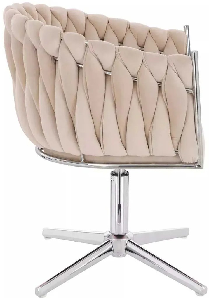 LuxuryForm DESIGN Stolička NORDEN VELUR na striebornom kríži - krémová