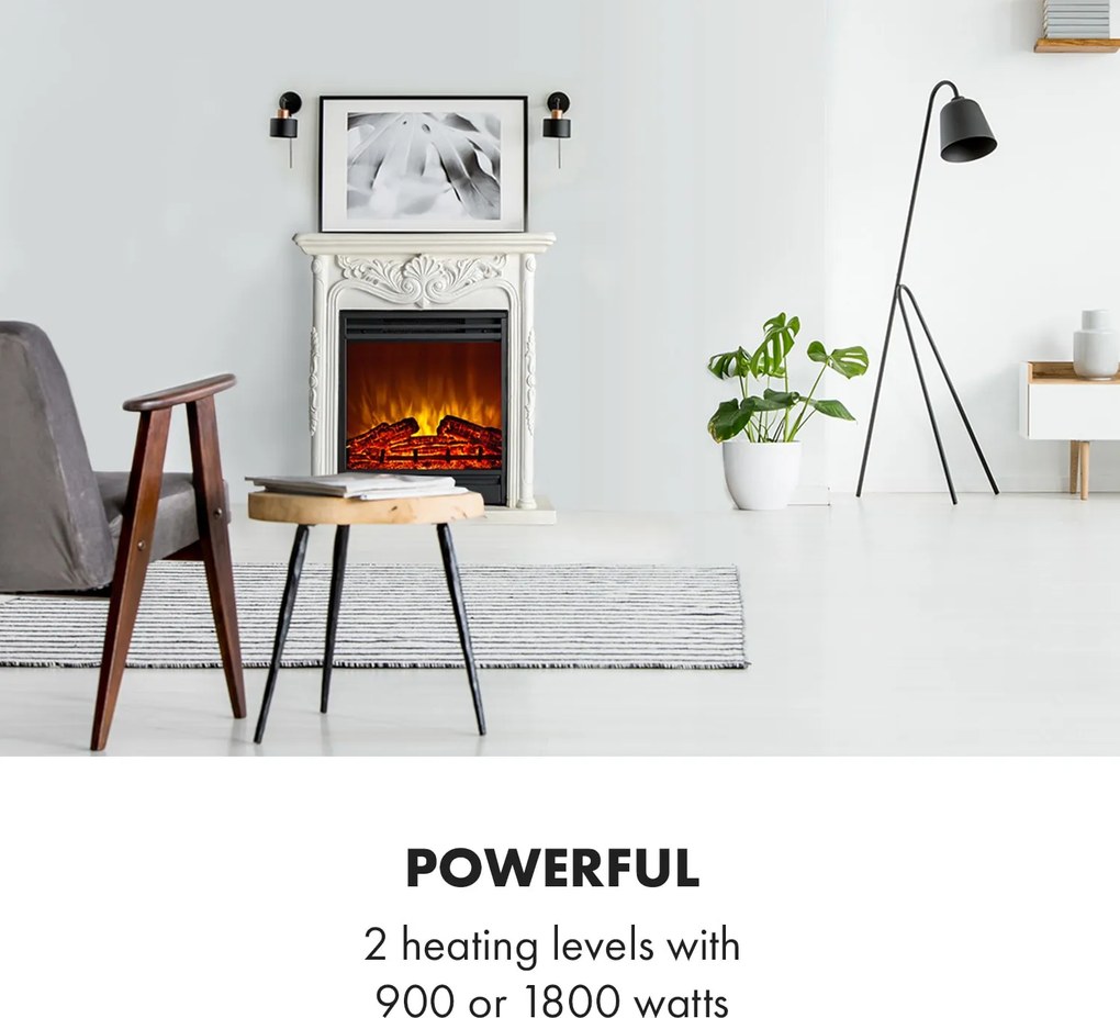 Klarstein Etna Pozzolana, elektrický krb, 1800 W, týždenný časovač, diaľkové ovládanie, biely