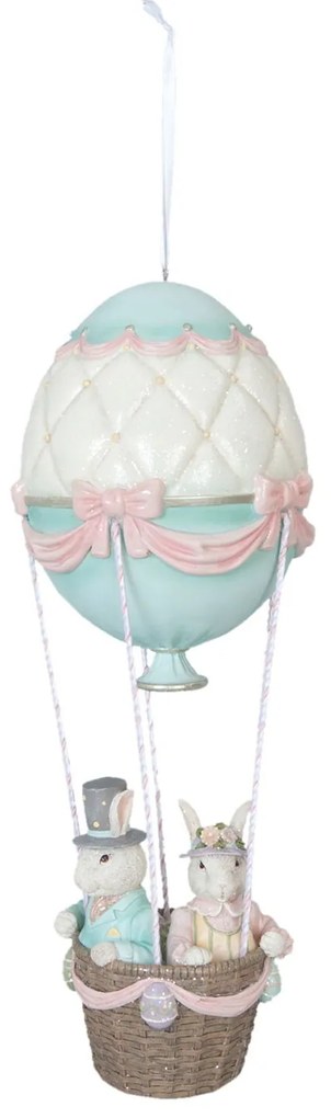 Veľkonočné dekorácie Králiky v teplovzdušnom balóne - Ø 19 * 47 cm
