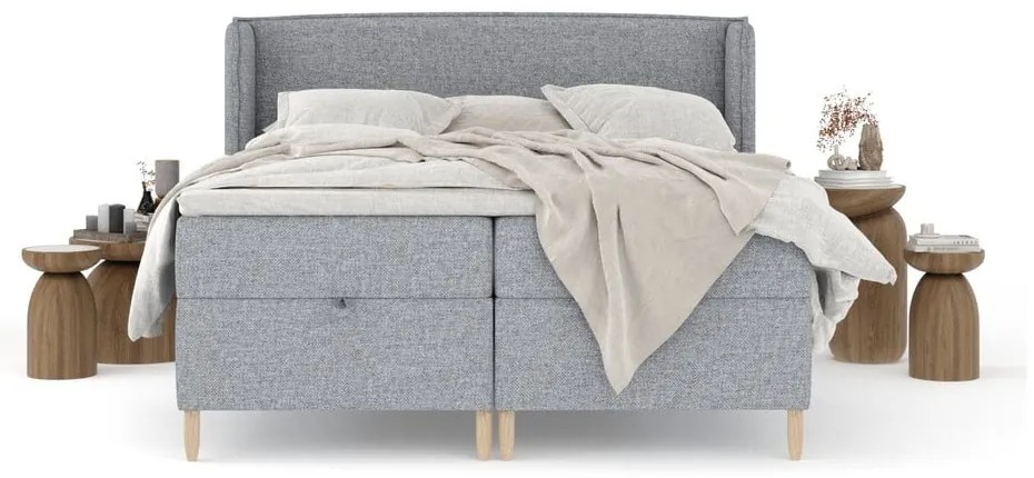 Sivá boxspring posteľ s úložným priestorom 160x200 cm Monpelli – Maison de Rêve