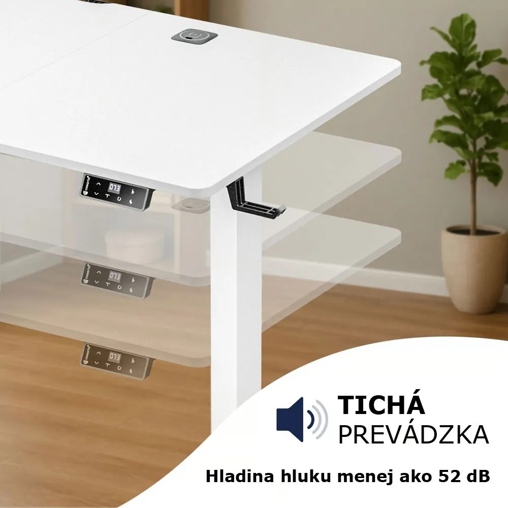 Výškovo nastaviteľný kancelársky stôl FLEXI, 140x60x72-117cm, biela Casaria