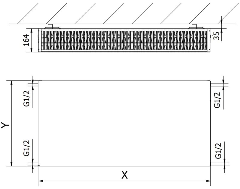 Mexen, Mexen Flat CF33 panelový radiátor 500 x 1500 mm, bočné pripojenie, 2851 W, biely - W433F-050-150-00