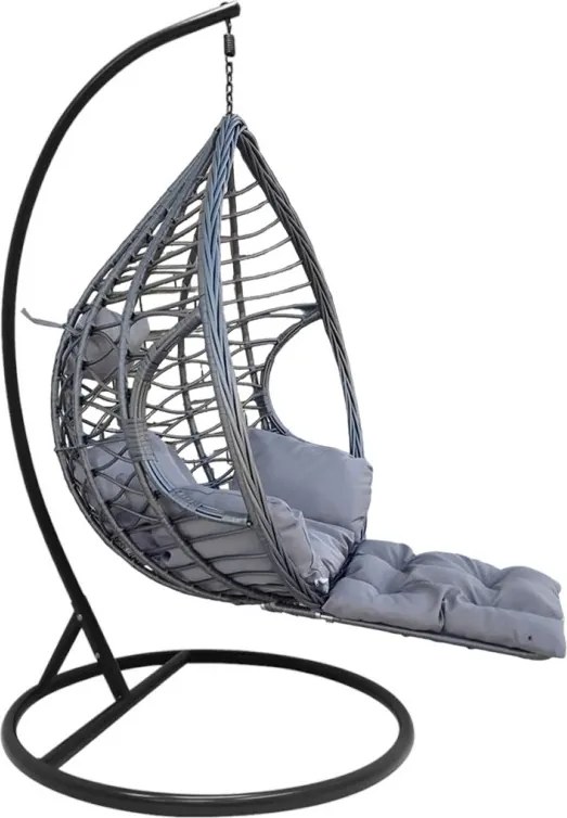 Sivé závesné kreslo s podnožkou DOMINIKANA WAVES