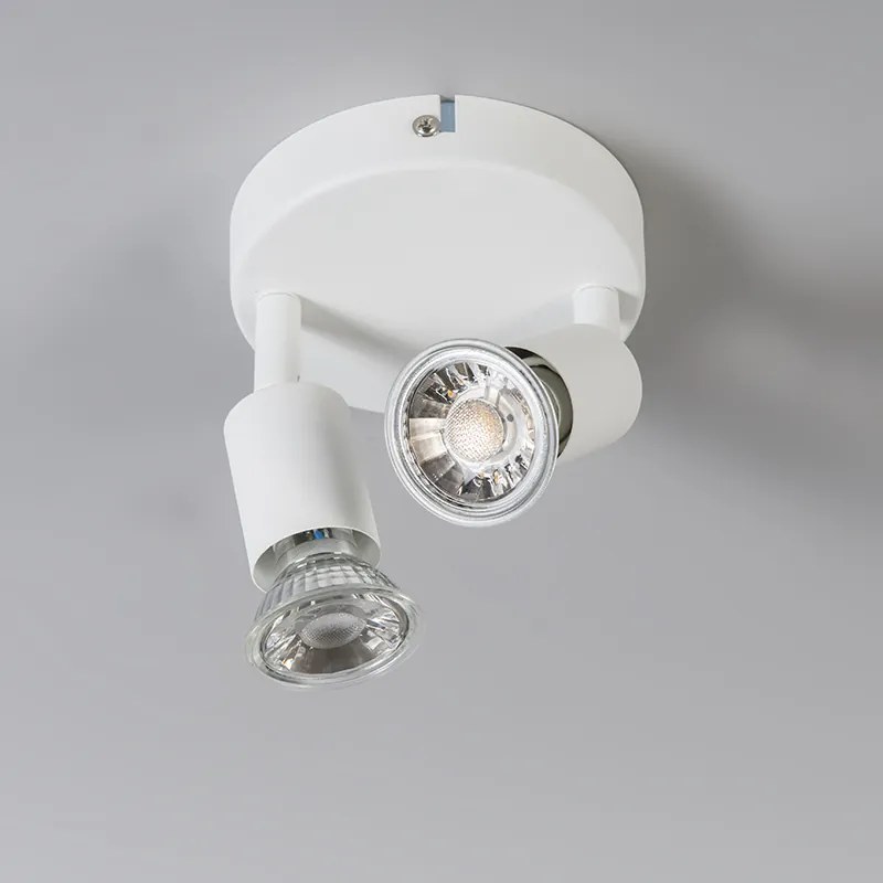 Moderný reflektor biely naklápací okrúhly 2-svetlo - Jeany