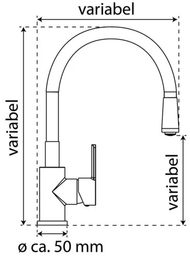 Eisl Kuchynská batéria Flexo, s funkciou Cold-Start (ušľachtilá oceľ/čierna) (100335792)