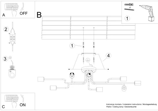 Sollux SL.1448 - Prisadený luster VECTOR 8xE27/15W/230V čierna