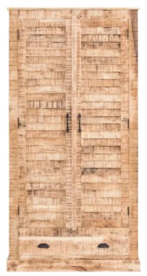 furniture-nabytek.cz - Masívna šatní skriňa Caribou z mangového dreva, lakovaná, prírodná farba – 90×60×180 cm