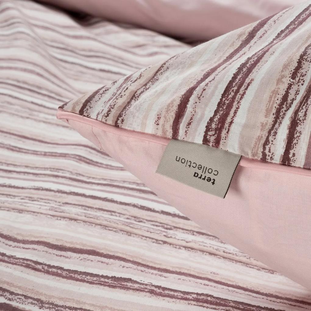 Posteľná bielizeň v ružovej farbe AVINION z bavlny s pruhovanou potlačou