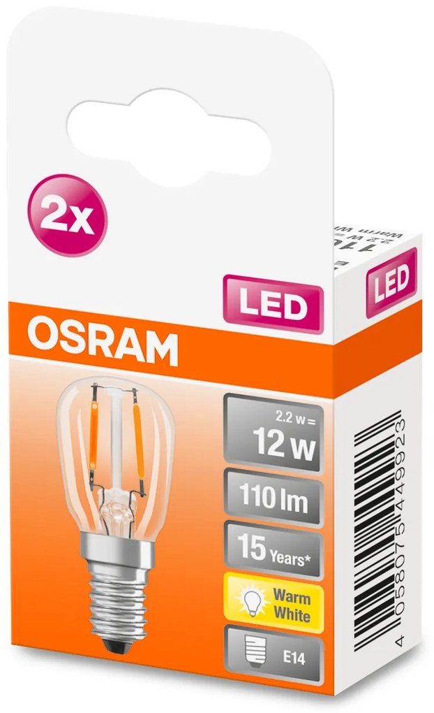 OSRAM Sada 2x LED žiarovka E14, T26, 2,2W, 110lm, 2700K, teplá biela