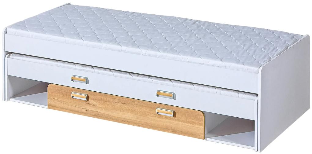 Rozkladacia posteľ 80 cm Lavendon L16 (s roštami) (dub nash + lesk biely). Vlastná spoľahlivá doprava až k Vám domov. 1042046