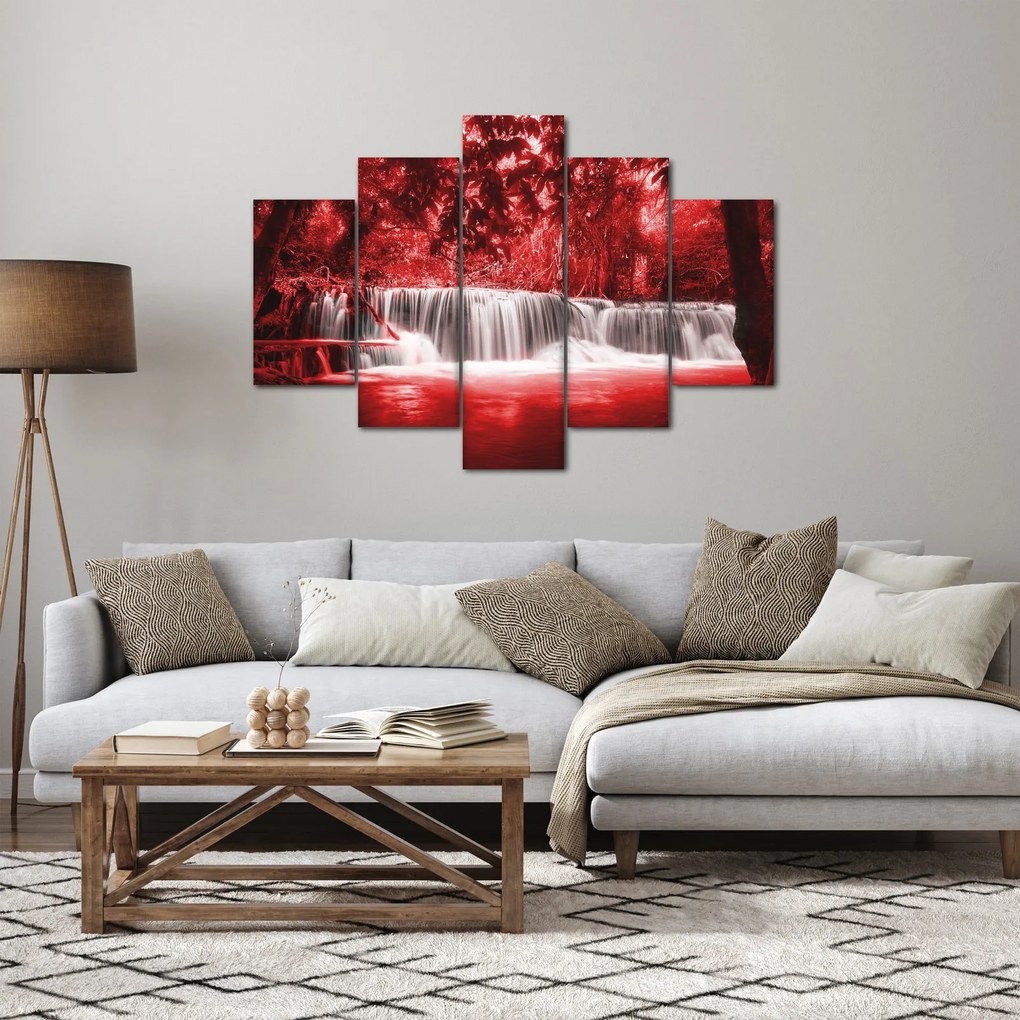 Obraz - Červený, vodopád (150x105 cm)