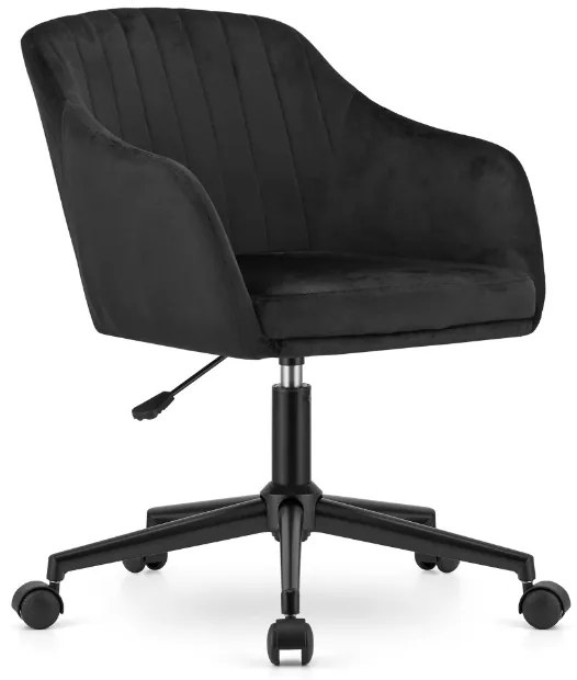 TRENDIE Zamatové otočné kreslo Hamburg čierne