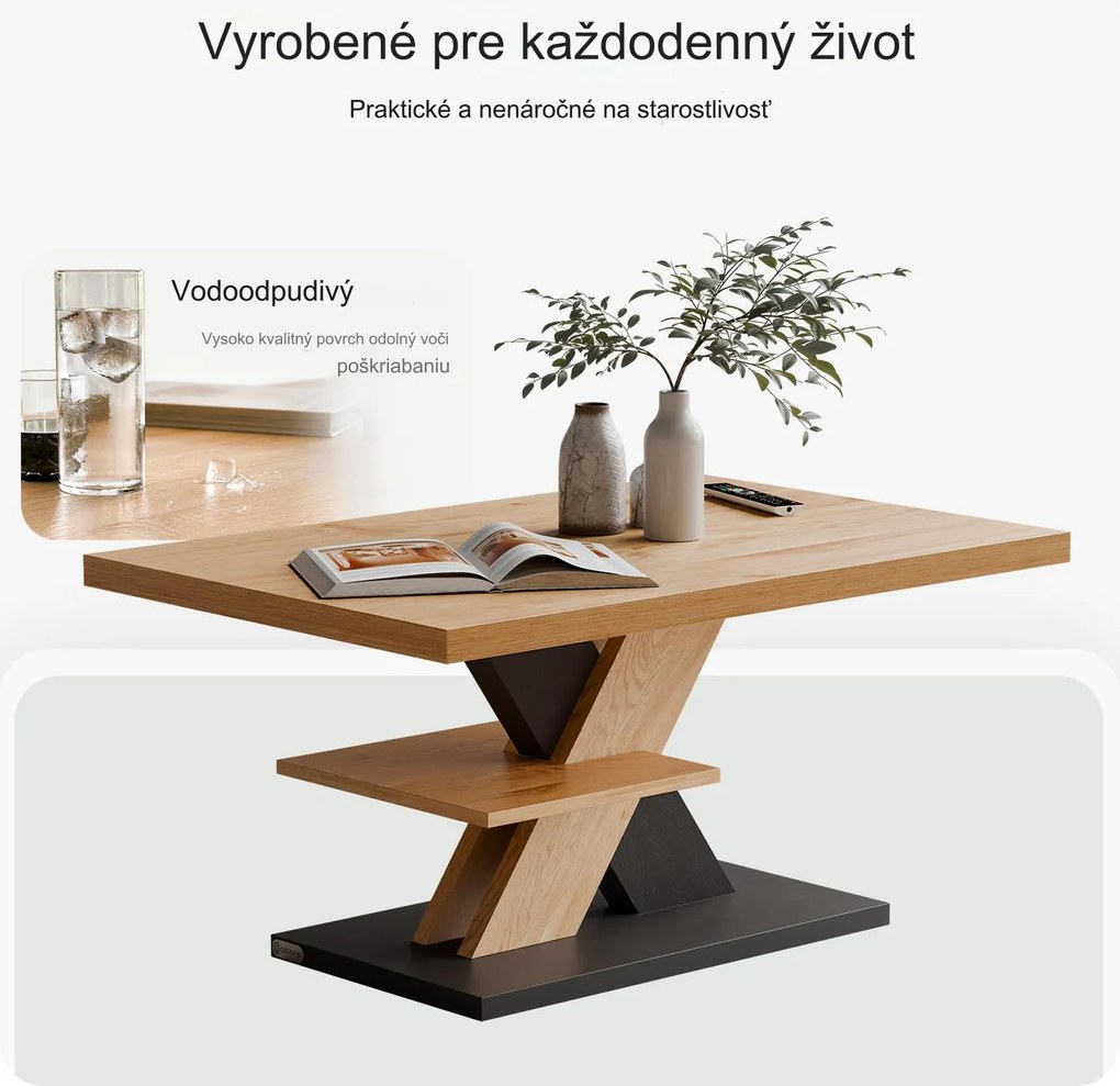 InternetovaZahrada Konferenčný stolík Detroit 90x60x45cm - drevo/sivý
