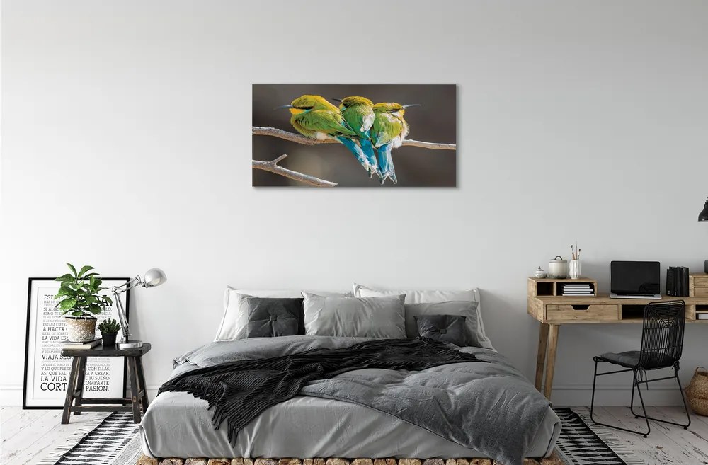 Obraz na plátne Vtáky na vetve 125x50 cm