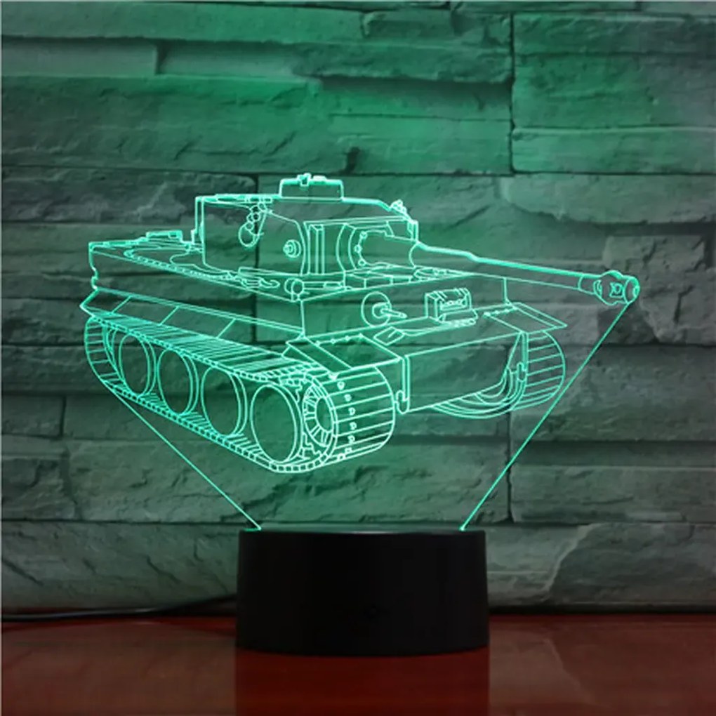 3D LED nočná lampa 3Dmix 3DL-CLK - Tank (Hodiny s budíkom)