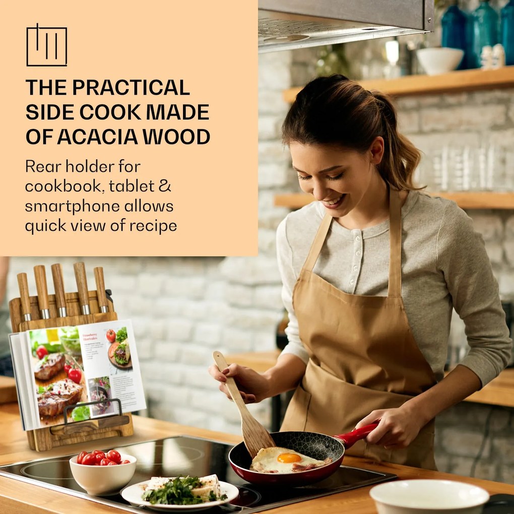 Klarstein Komaki, sada nožov, 8-dielna, 5 nožov, 3 dosky na krájanie, držiak na ostrenie nožov