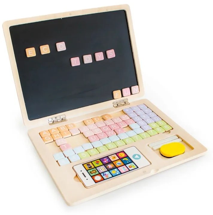 Drevená notebooková edukačná magnetická tabuľa