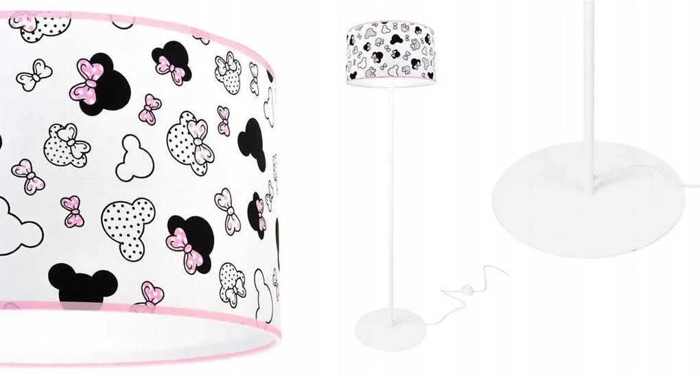 Detská stojacia lampa Minnie, 1x textilné tienidlo so vzorom, o