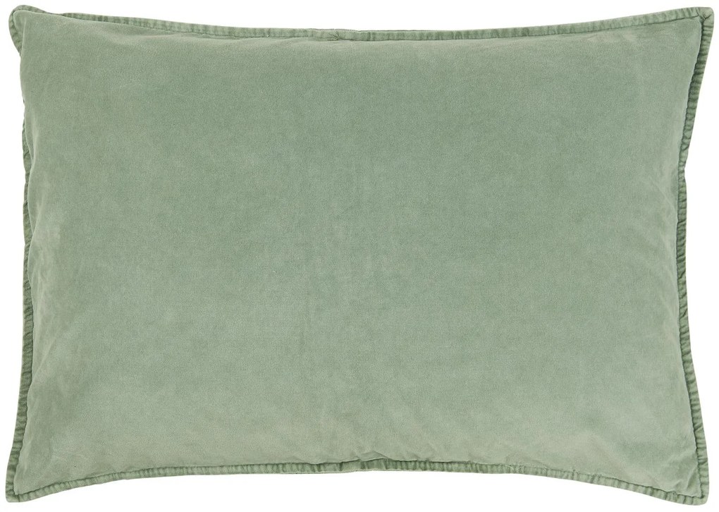 Zelený zamatový povlak na vankúš MISTY JADE 72x52 cm