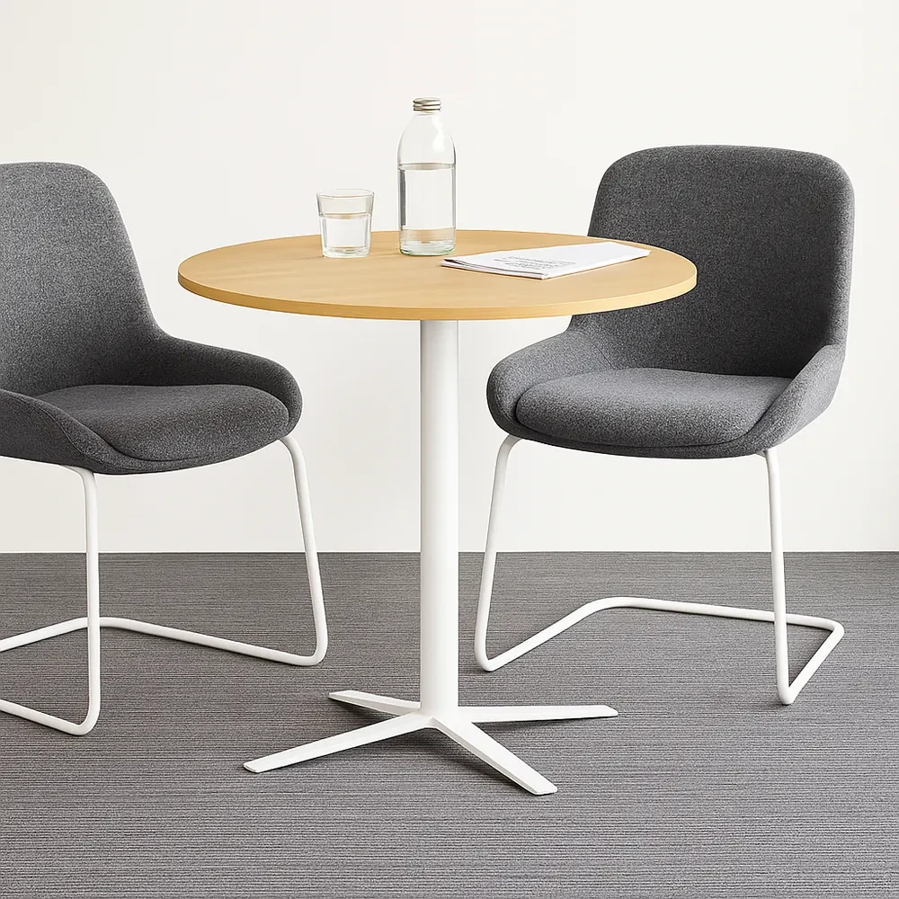 Konferenčný stolík AURA, priemer 80 cm, biela podnož, biela