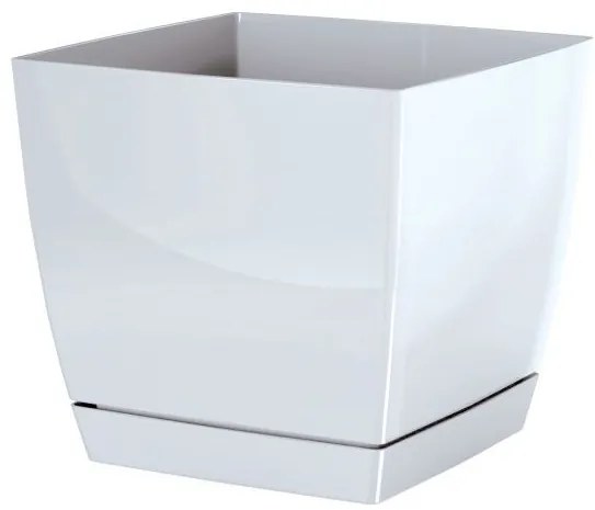 Prosperplast Kvetináč Coubi Square s miskou biely, varianta 10 cm