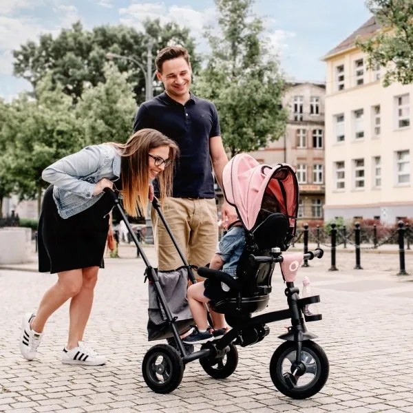 Lionelo - Detská trojkolka TRIS ružová/šedá