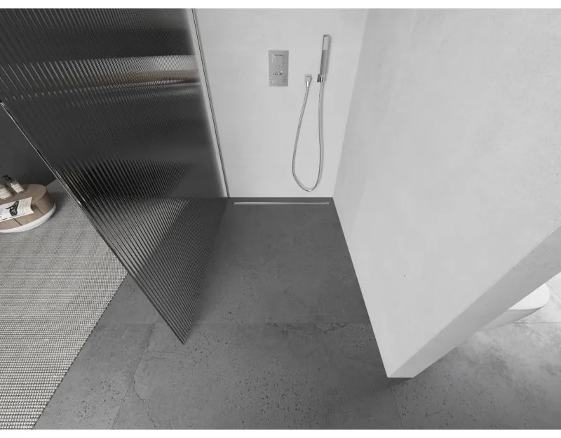 Mexen Kioto, sprchová zástena Walk-In 120 x 200 cm, 8mm sklo s rebrovým vzorom, brúsená oceľ profil, 800-120-101-97-09