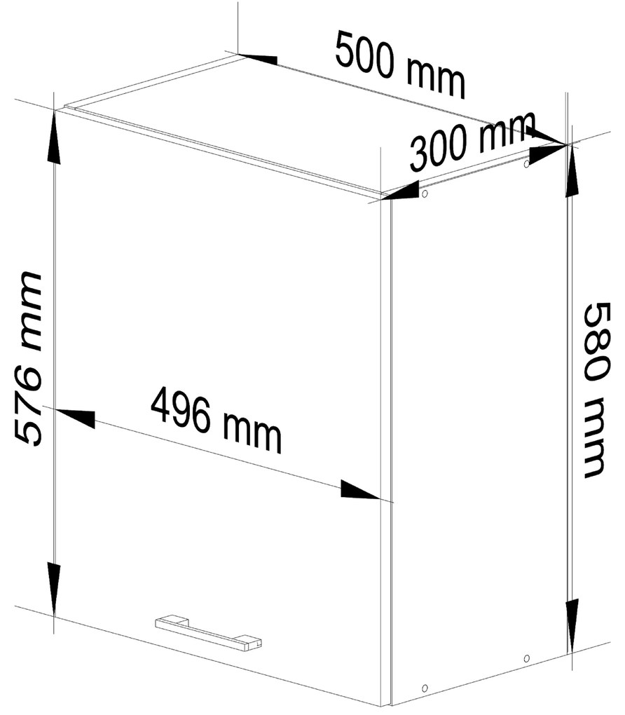 Horná kuchynská skrinka Ozara W50 H580 (biela + betón). Vlastná spoľahlivá doprava až k Vám domov. 1071167