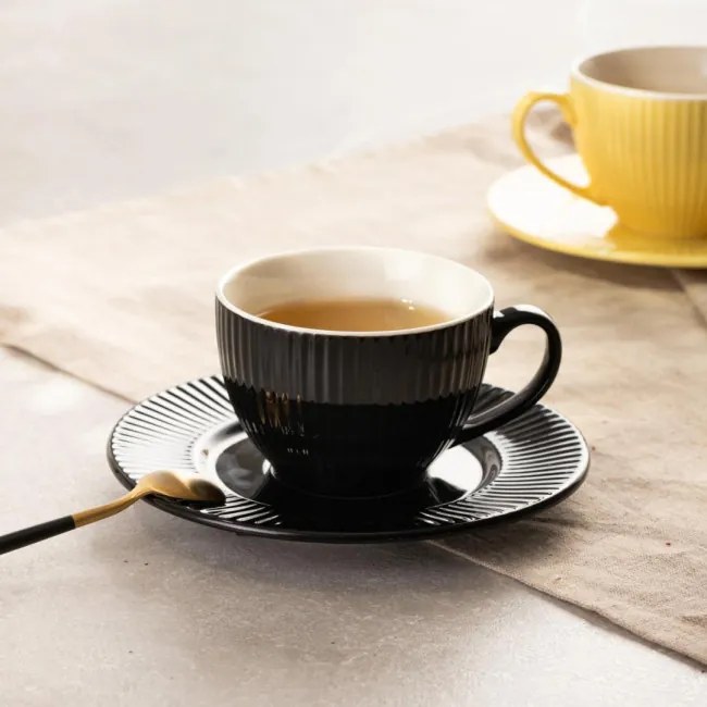 Šálka SIENA s podšálkou, čierna 733307 240 ml