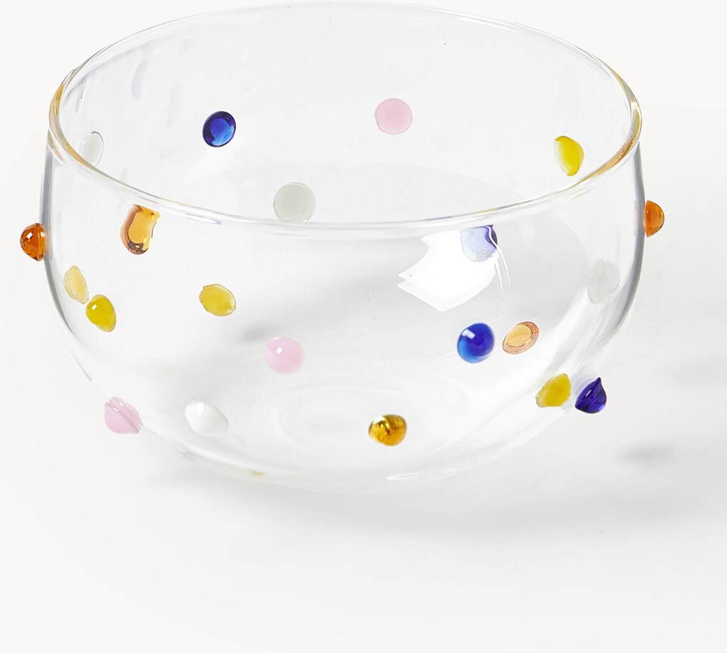 Ručne fúkané misky z borosilikátového skla Perli, 4 ks