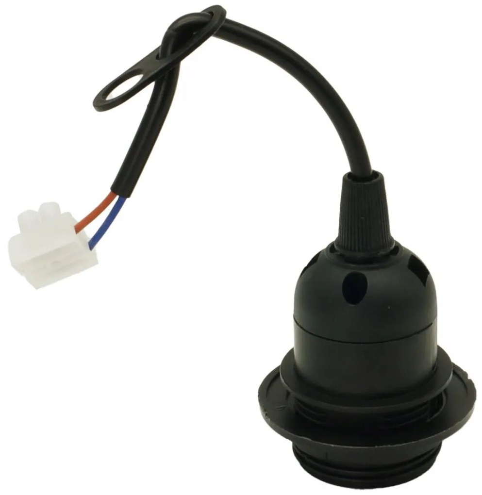 BERGE Stavebný a renovačný držiak lampy na žiarovky E27, kábel s maticou 230V, ČIERNY