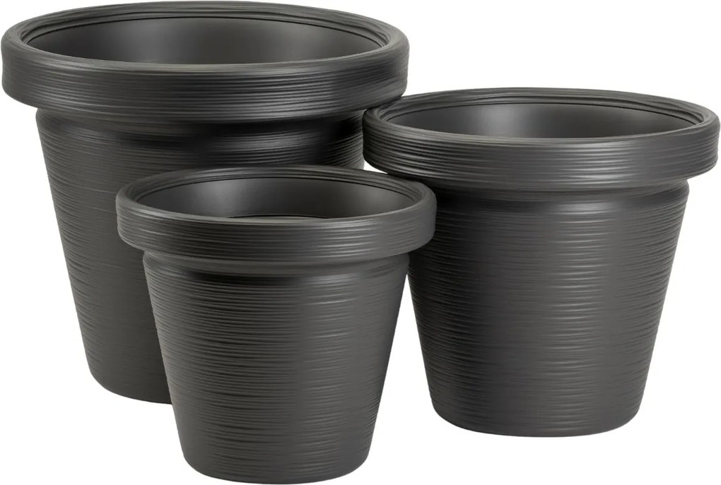 PLASTOVÝ KVETINÁČ SRTIA RIFLO 39X34 CM ANTRACITOVÁ