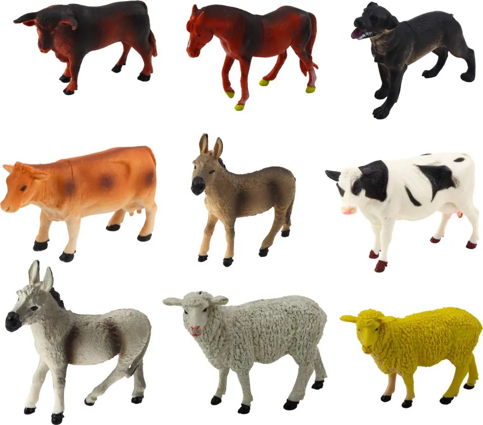 LEAN Toys Sada figúrok Zvieratá Usadlosť Rastliny Stromy Truhlica 57el