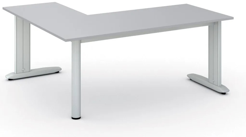 Rohový kancelársky písací stôl PRIMO FLEXIBLE, 180x160 cm, sivá