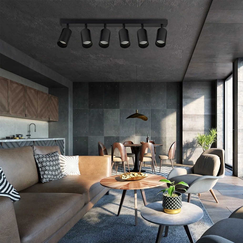 Toolight Toolight, stropné svietidlo 6xGU10 APP1242-6C, čierna, OSW-40097