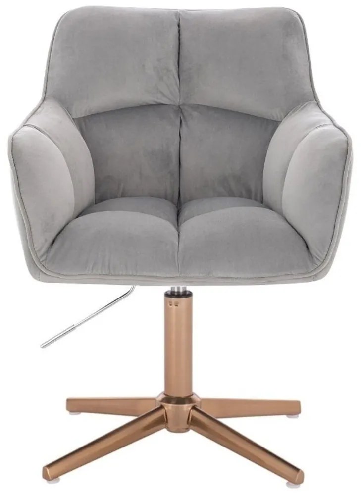LuxuryForm DESIGN Kreslo AMALFI VELUR na zlatom kríži - svetlosivé