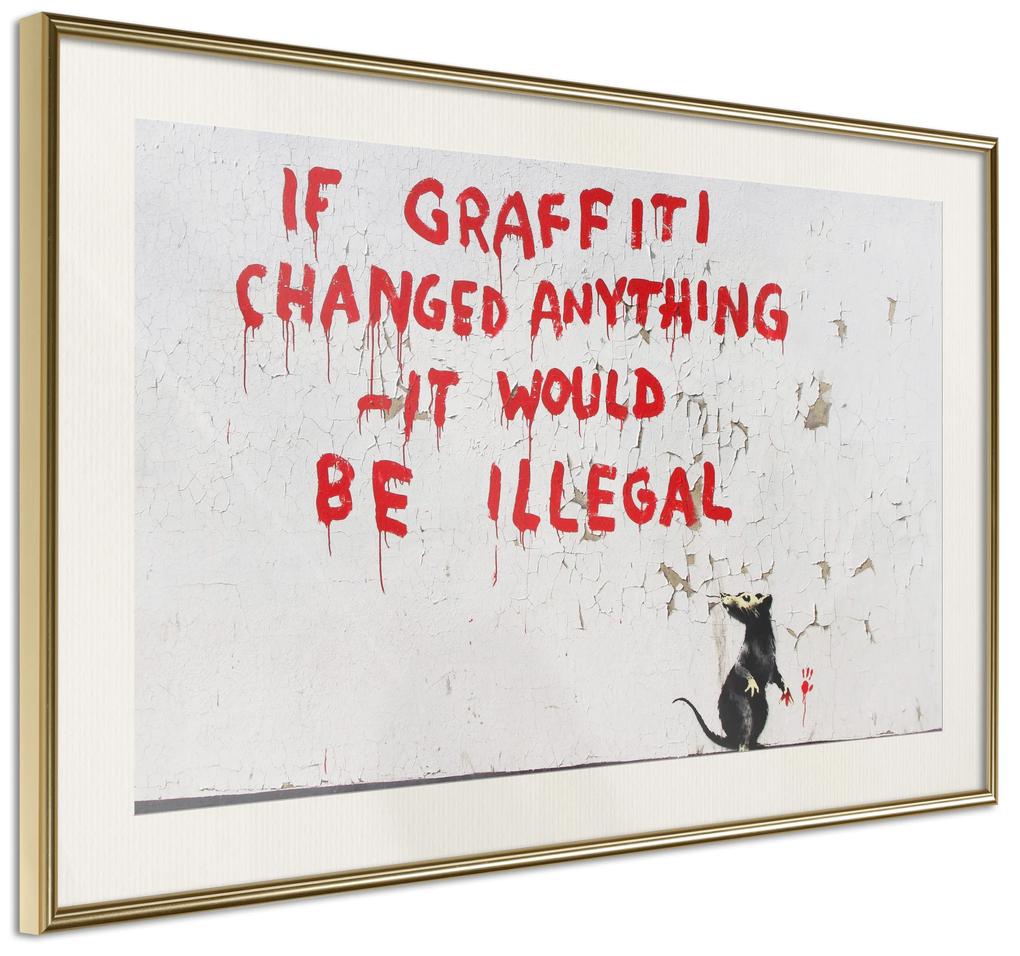 Artgeist Plagát - Quotes Graffiti [Poster] Veľkosť: 60x40, Verzia: Zlatý rám