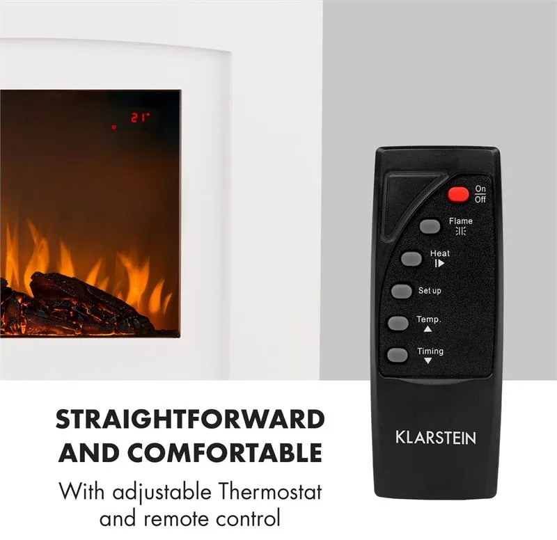 Klarstein Aosta Light & Fire, elektrický krb, 1000/2000 W, diaľkové ovládanie