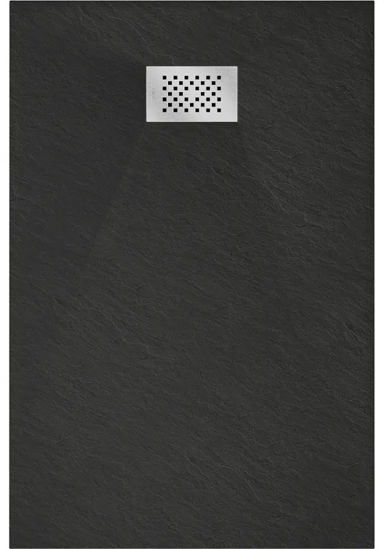 Mexen Hugo, obdĺžniková sprchová vanička SMC 130 x 80 cm, čierna, oceľová krytka, 42708013-X