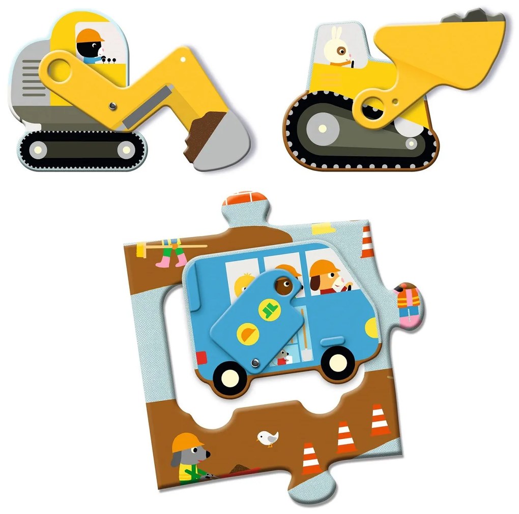 Puzzle - Stavenisko s pohyblivými vozidlami