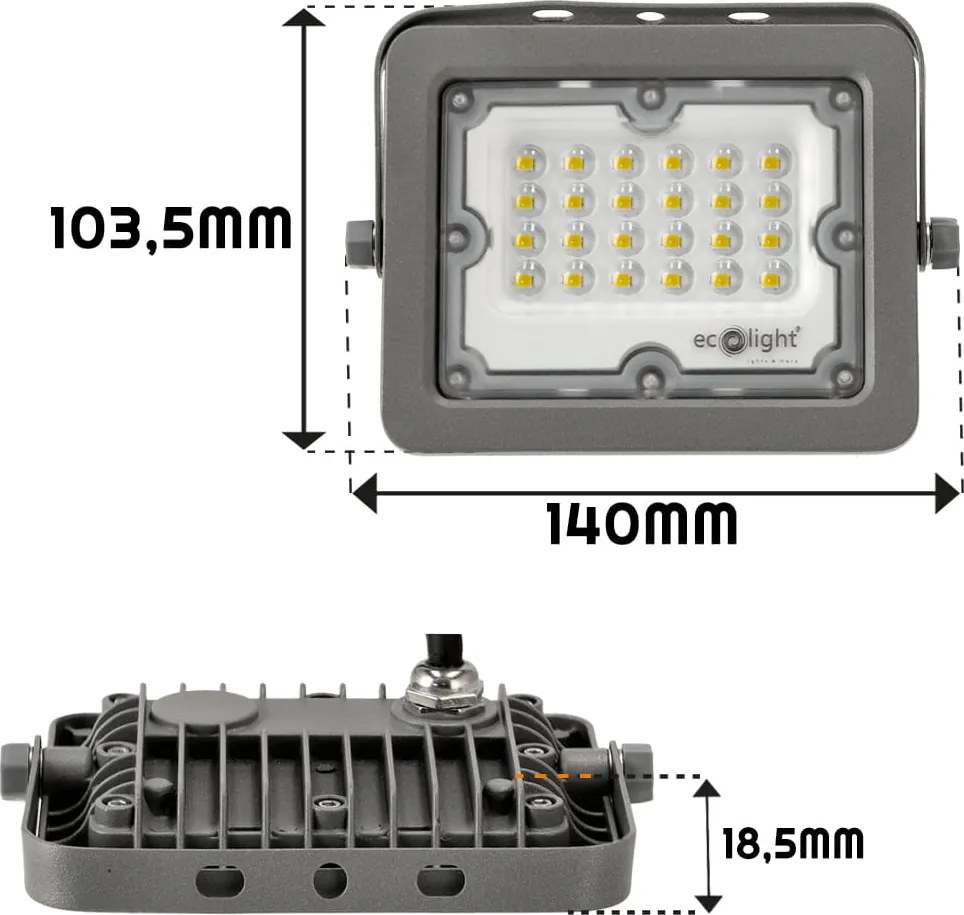 ECOLIGHT LED reflektor 20W 2000l PREMIUM LINE - studená biela