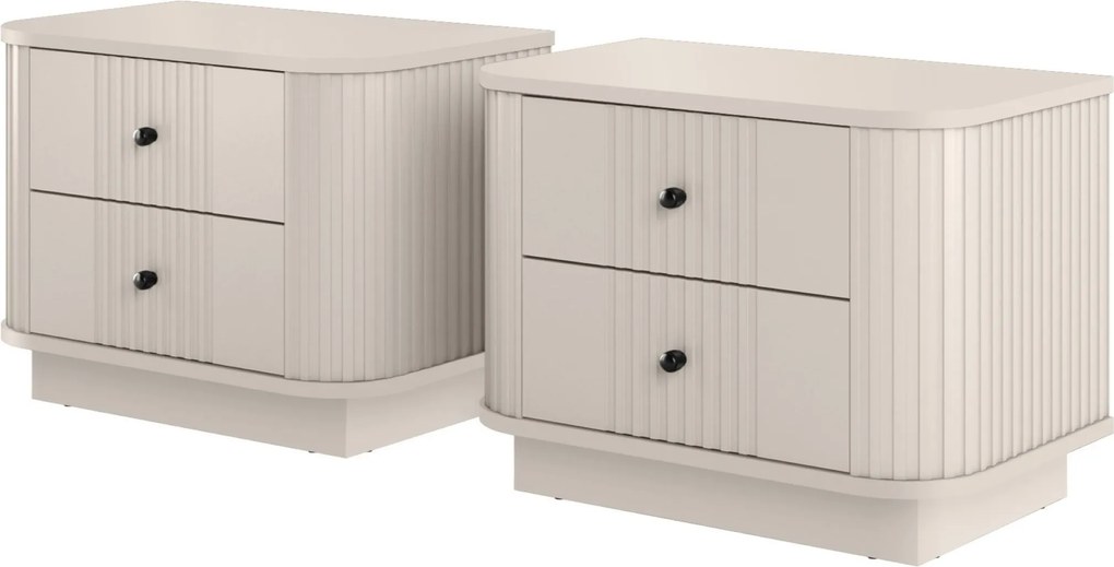 Súprava nočných stolíkov Vesper 56 cm - kašmír / čierne úchytky