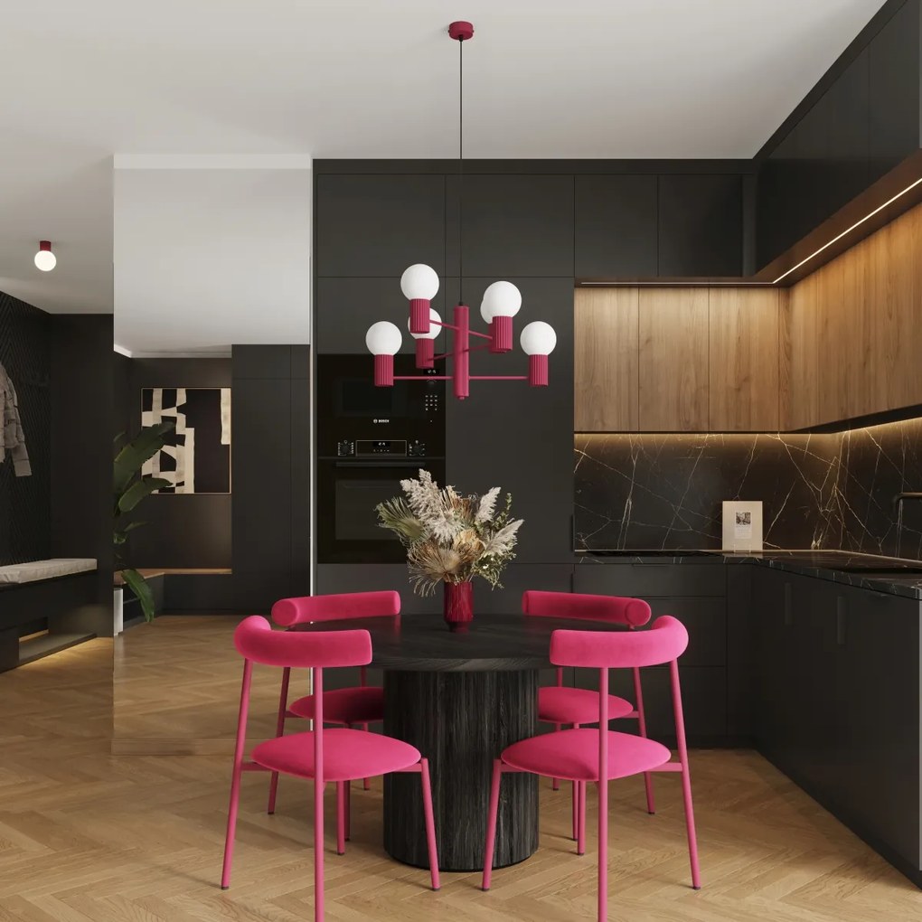 Luster Halo, 6x biele sklenené tienidlo, bo