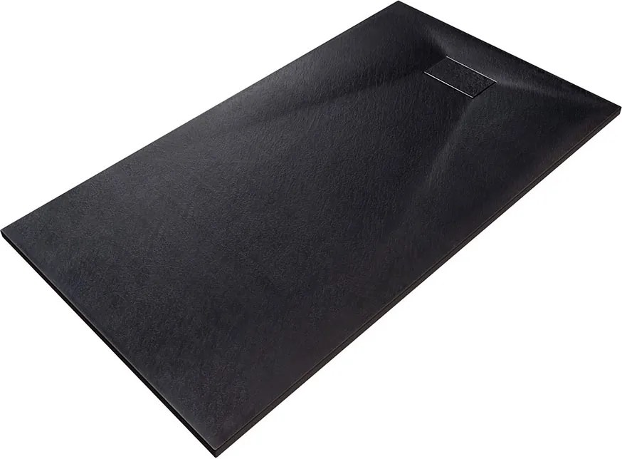 Besco Obdĺžniková sprchová vanička z SMC kompozitu VEXO BLACK R 100x80 (120x80, 120-180x90) BESCO-Rozmery: 140x90