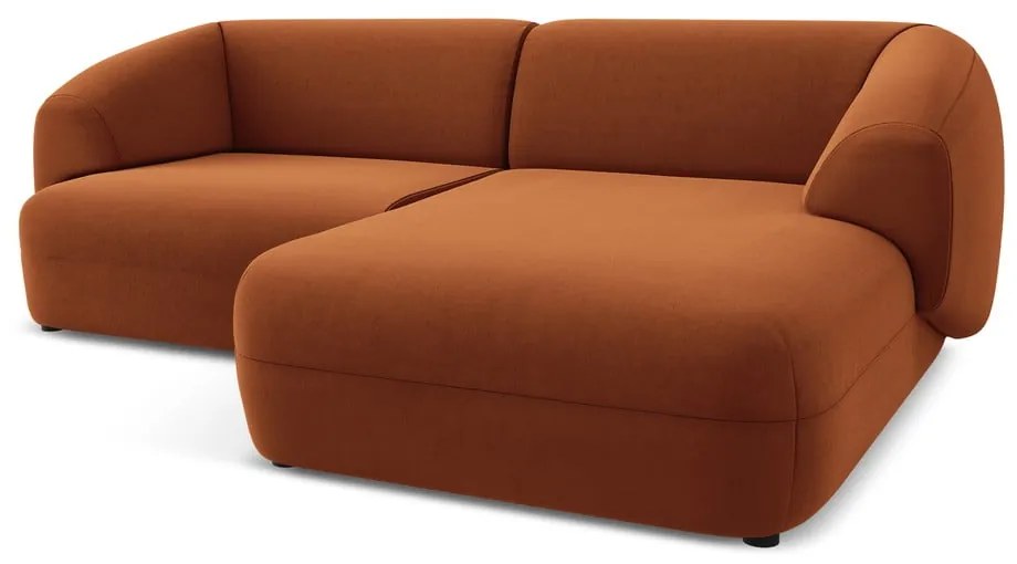 Oranžová zamatová rohová pohovka (pravý roh) Moana – Makamii