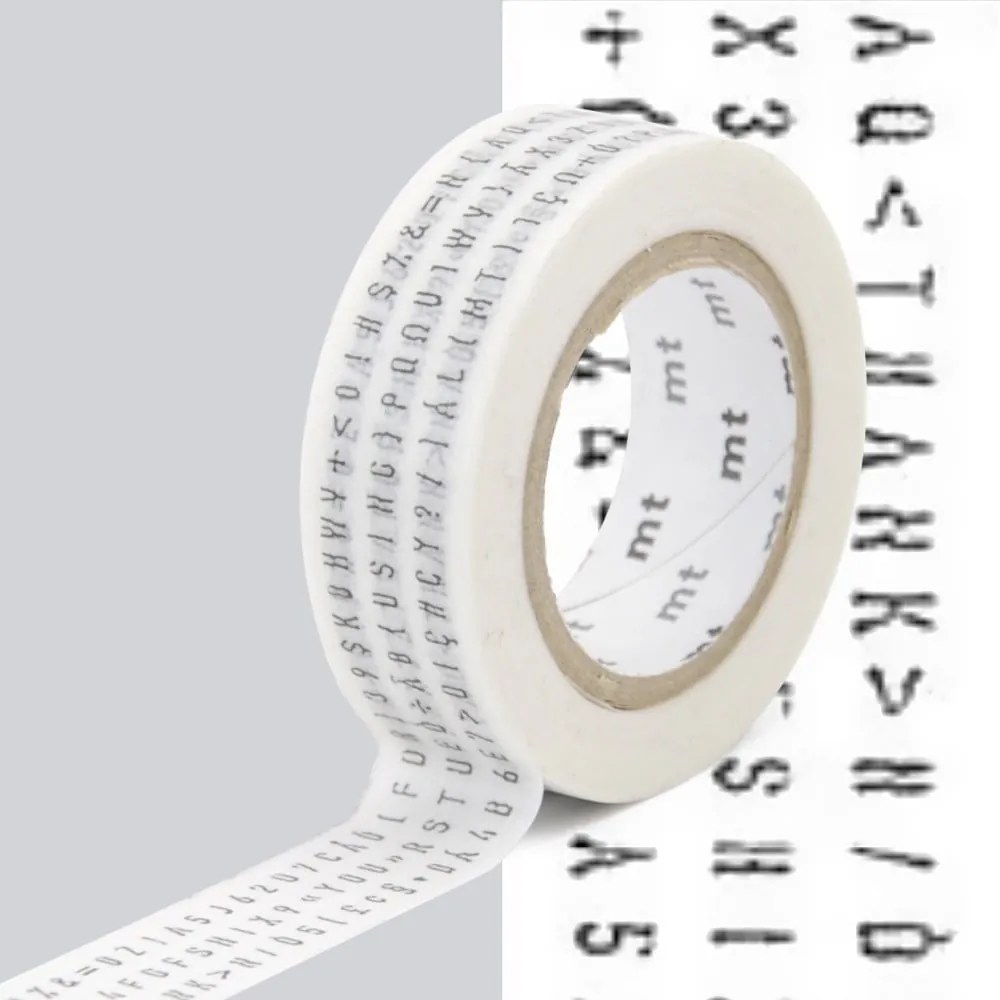 Čierno-biela washi páska MT Masking Tape Lettres