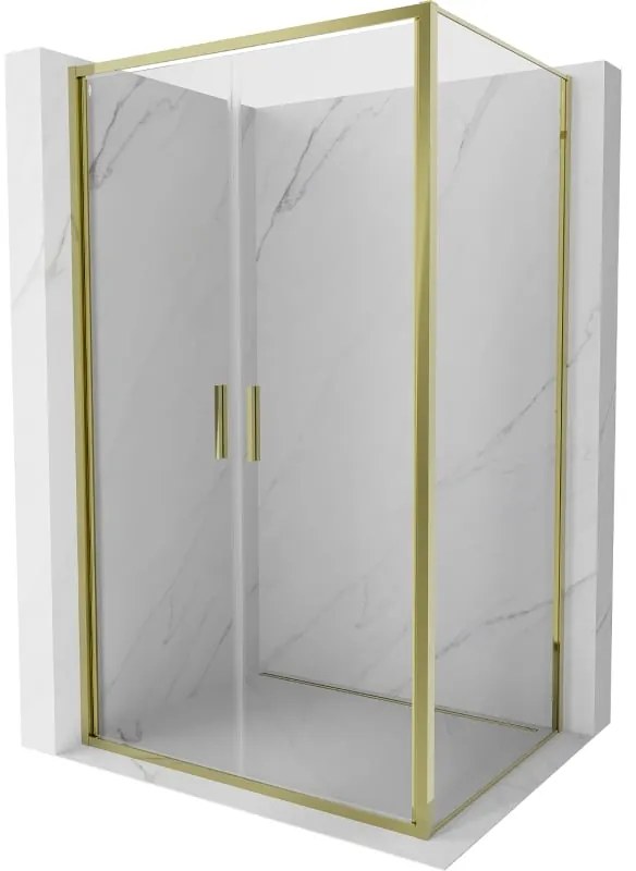 Mexen Exo, výklopný sprchový kút 80 x 85 cm, číre sklo, zlatá, 814-080-085-50-00